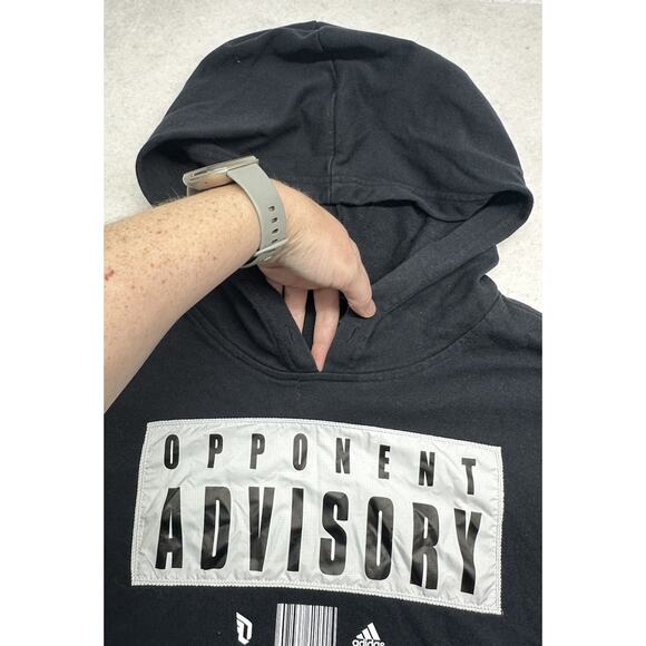 Adidas Hoodie Mens Medium Dame EXTPLY Opponent Advisory Black No Drawstring - Picture 4 of 11